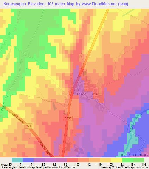 Karacaoglan,Turkey Elevation Map