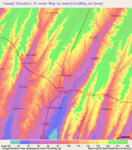 Tasagil,Turkey Elevation Map