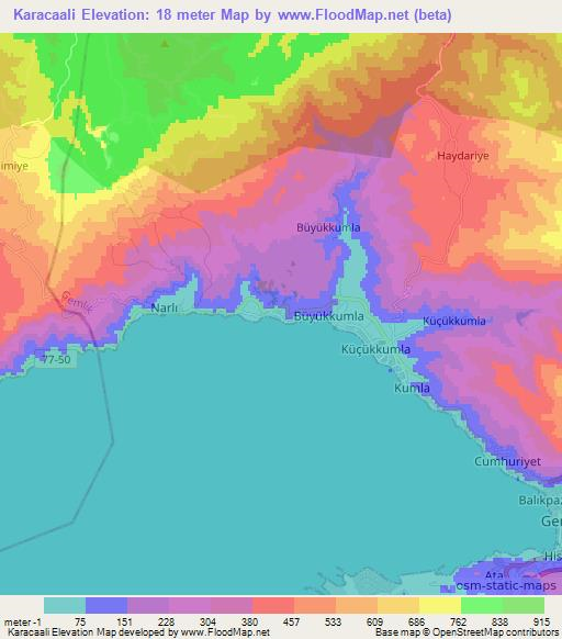 Karacaali,Turkey Elevation Map