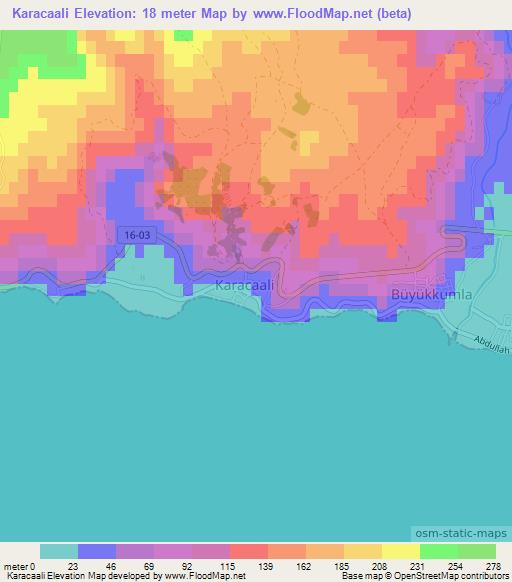 Karacaali,Turkey Elevation Map