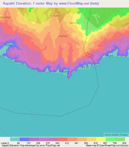 Kapakli,Turkey Elevation Map