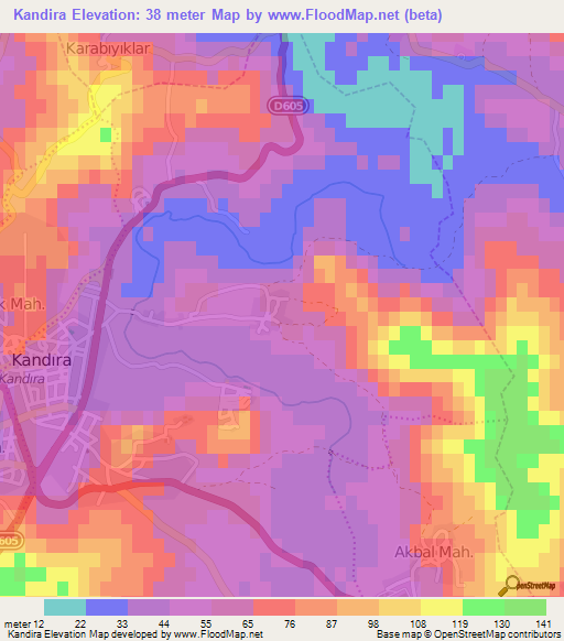 Kandira,Turkey Elevation Map