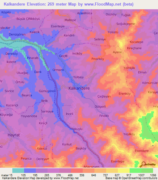 Kalkandere,Turkey Elevation Map