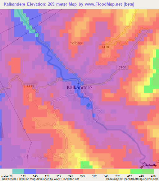 Kalkandere,Turkey Elevation Map