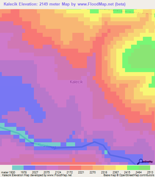 Kalecik,Turkey Elevation Map