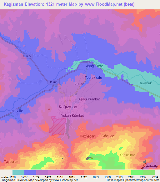 Kagizman,Turkey Elevation Map