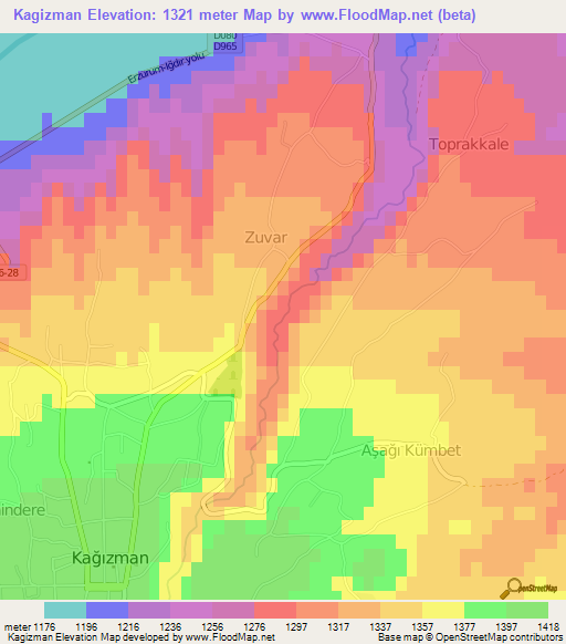 Kagizman,Turkey Elevation Map