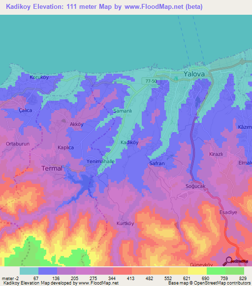 Kadikoy,Turkey Elevation Map