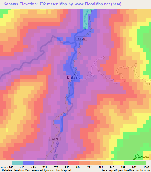 Kabatas,Turkey Elevation Map