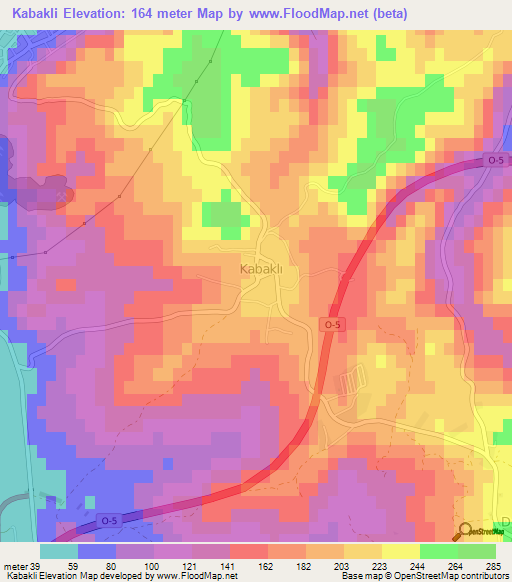 Kabakli,Turkey Elevation Map