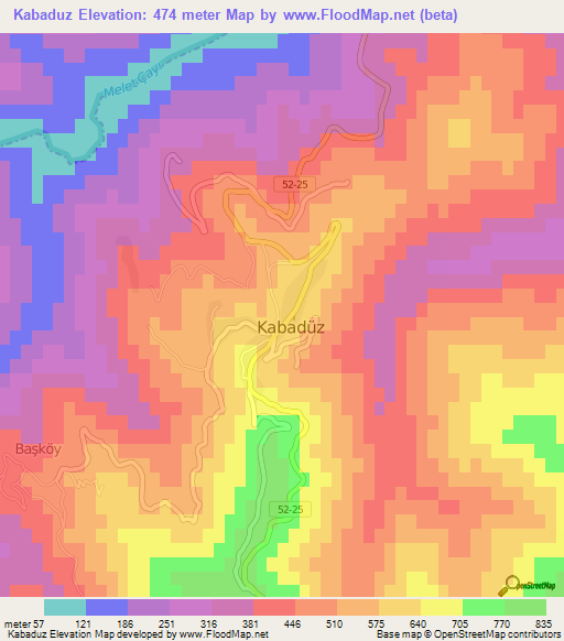 Kabaduz,Turkey Elevation Map