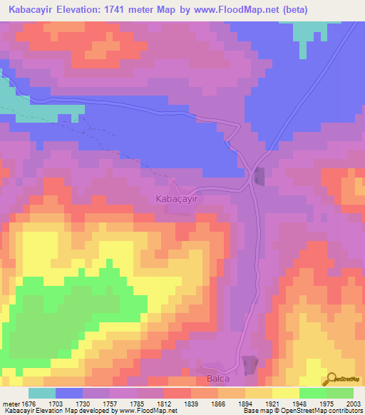 Kabacayir,Turkey Elevation Map