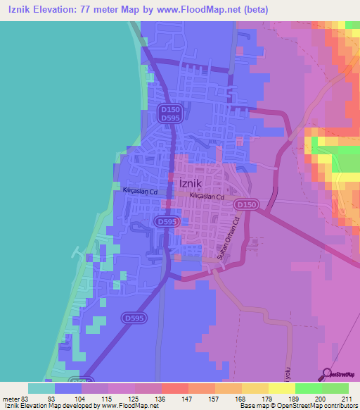 Iznik,Turkey Elevation Map