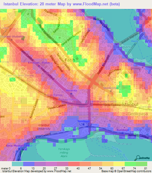 Istanbul,Turkey Elevation Map