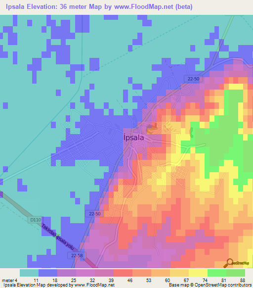 Ipsala,Turkey Elevation Map