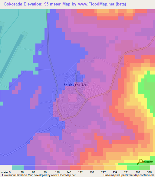 Gokceada,Turkey Elevation Map