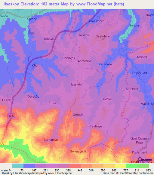 Ilyaskoy,Turkey Elevation Map