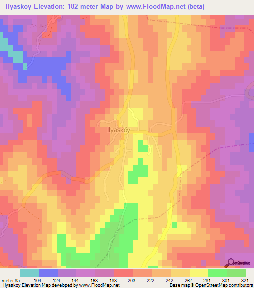 Ilyaskoy,Turkey Elevation Map