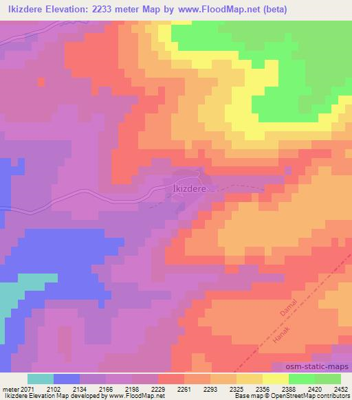 Ikizdere,Turkey Elevation Map