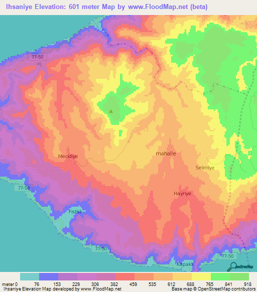 Ihsaniye,Turkey Elevation Map