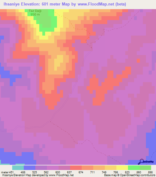 Ihsaniye,Turkey Elevation Map