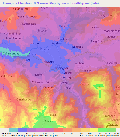 Ihsangazi,Turkey Elevation Map