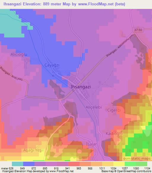Ihsangazi,Turkey Elevation Map