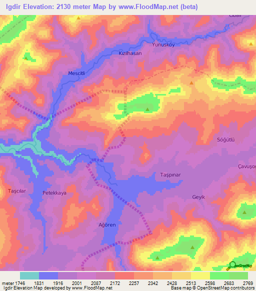 Igdir,Turkey Elevation Map