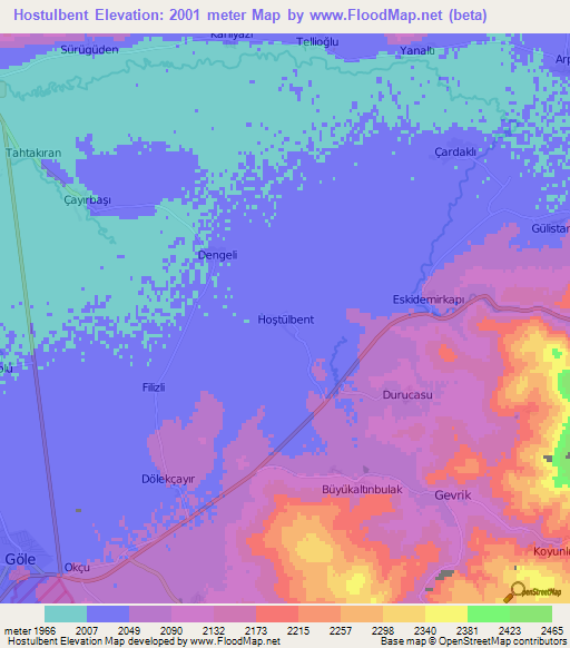 Hostulbent,Turkey Elevation Map