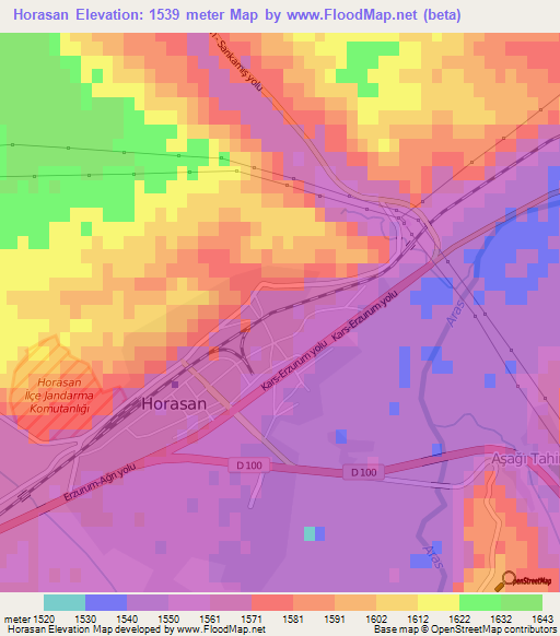 Horasan,Turkey Elevation Map