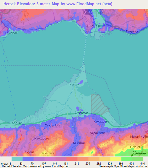 Hersek,Turkey Elevation Map