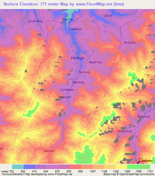 Nurluca,Turkey Elevation Map