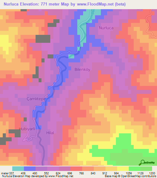 Nurluca,Turkey Elevation Map