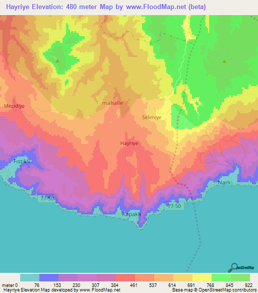 Hayriye,Turkey Elevation Map