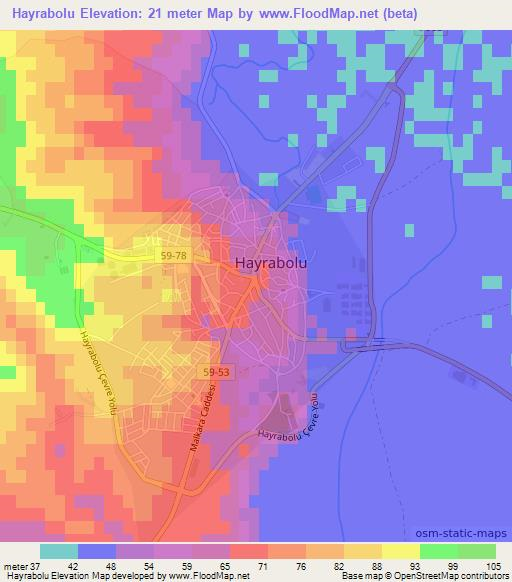 Hayrabolu,Turkey Elevation Map