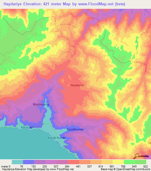 Haydariye,Turkey Elevation Map