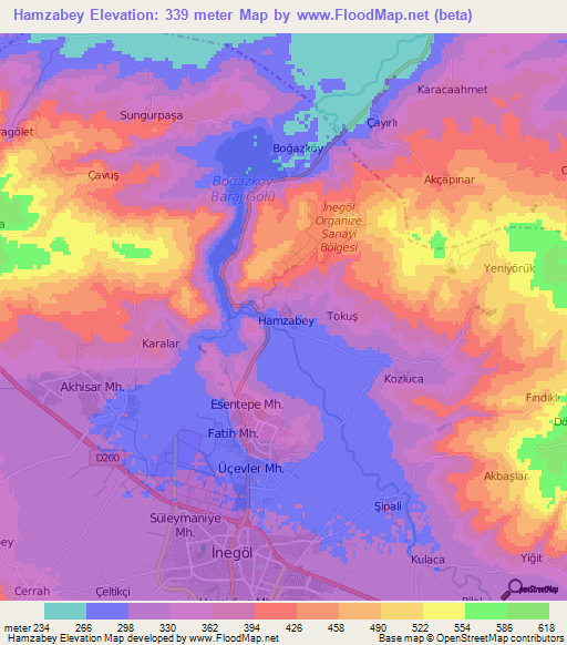 Hamzabey,Turkey Elevation Map