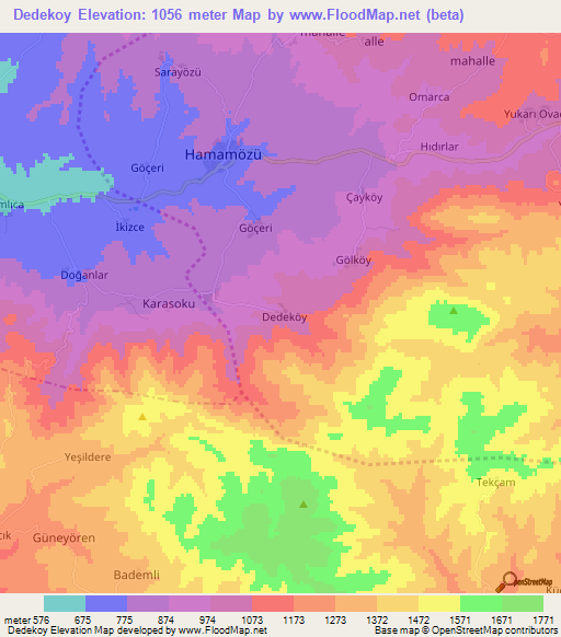 Dedekoy,Turkey Elevation Map