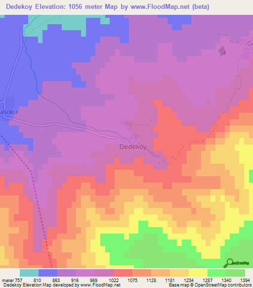 Dedekoy,Turkey Elevation Map