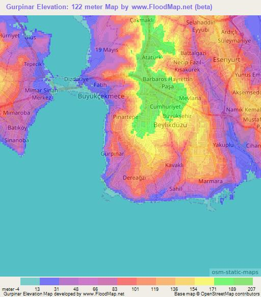 Gurpinar,Turkey Elevation Map