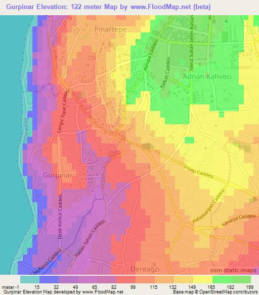 Gurpinar,Turkey Elevation Map