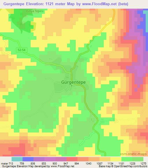 Gurgentepe,Turkey Elevation Map