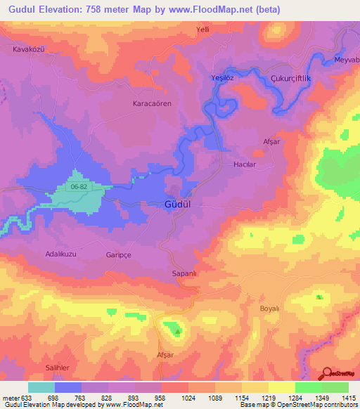 Gudul,Turkey Elevation Map