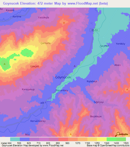 Goynucek,Turkey Elevation Map