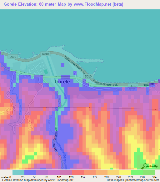 Gorele,Turkey Elevation Map