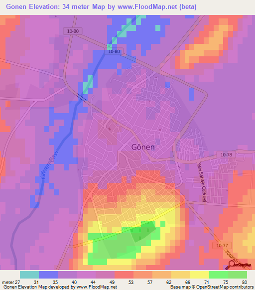 Gonen,Turkey Elevation Map