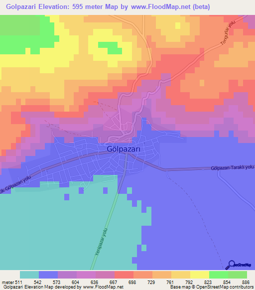 Golpazari,Turkey Elevation Map