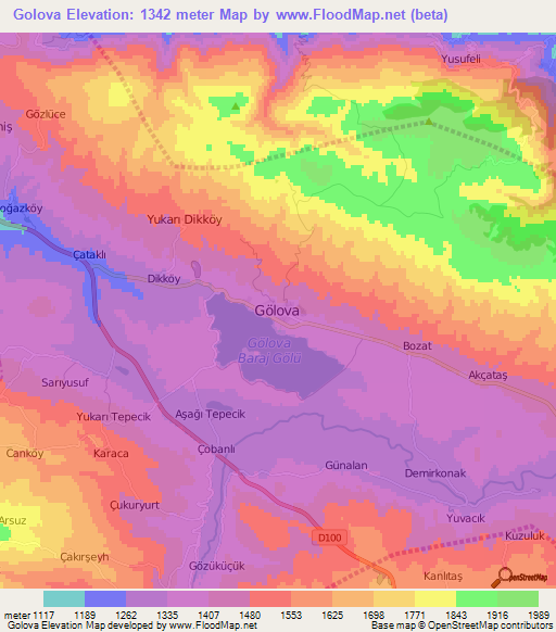 Golova,Turkey Elevation Map