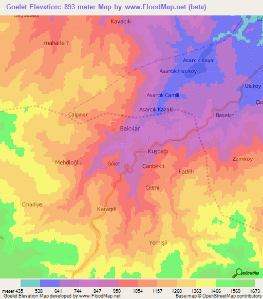 Goelet,Turkey Elevation Map