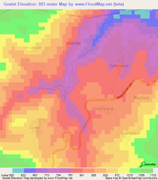 Goelet,Turkey Elevation Map